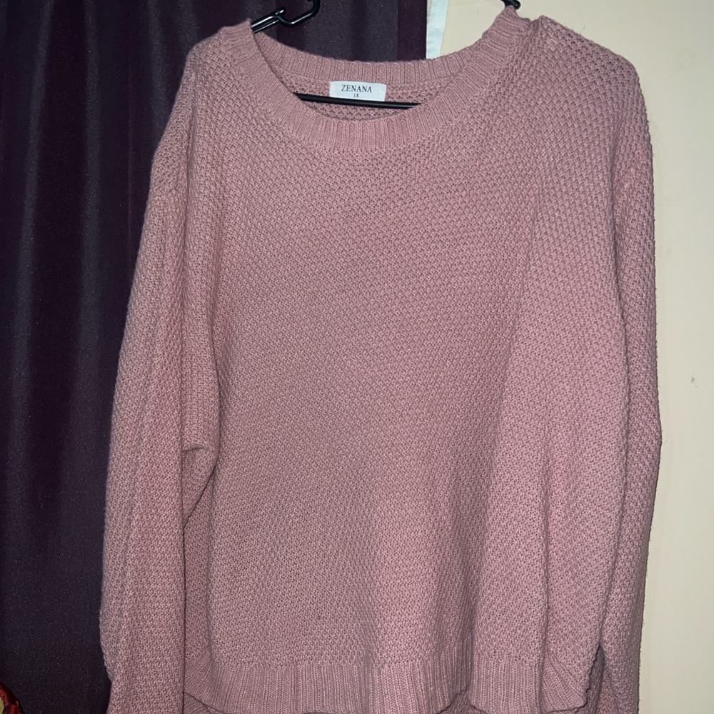 Zenana Outfitters Dusty Rose Crewneck Sweater